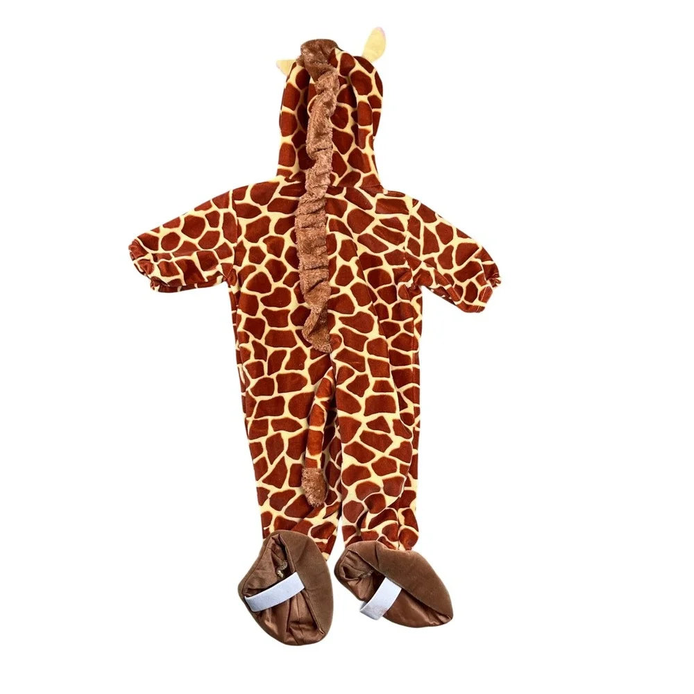 Miniwear Giraffe Costume Baby 3/6 Months Brown Spotted Plush Hooded Jumpsuit